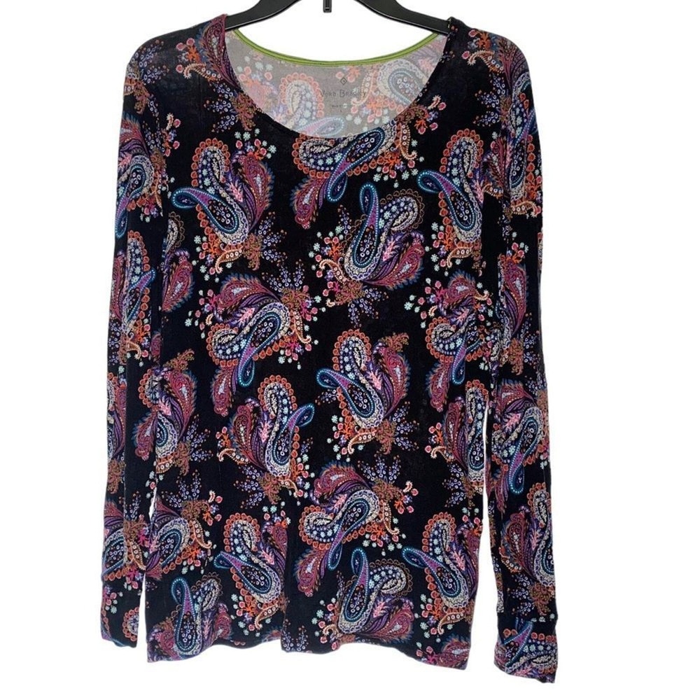 Women's VERA BRADLEY Large Black Multicolor Paisley‎ long sleeve top